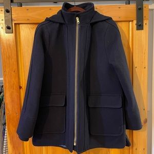 J. Crew Hooded Swing Coat Italian Stadium Cloth